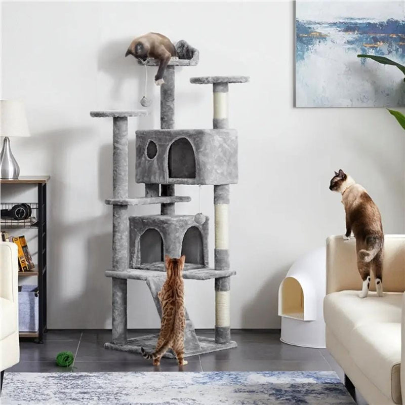 Cat Tree Condo Kitten Tree Tower w/ 2 Condos & 2 Dangling Balls & 3 Scratching Posts – view 8