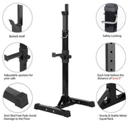 Pair of Adjustable Squat Rack Standard 45-70 Inch Solid Steel Squat Stand – view 8