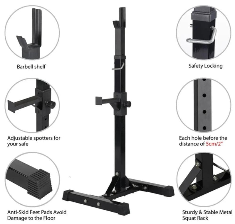 Pair of Adjustable Squat Rack Standard 45-70 Inch Solid Steel Squat Stand – view 8