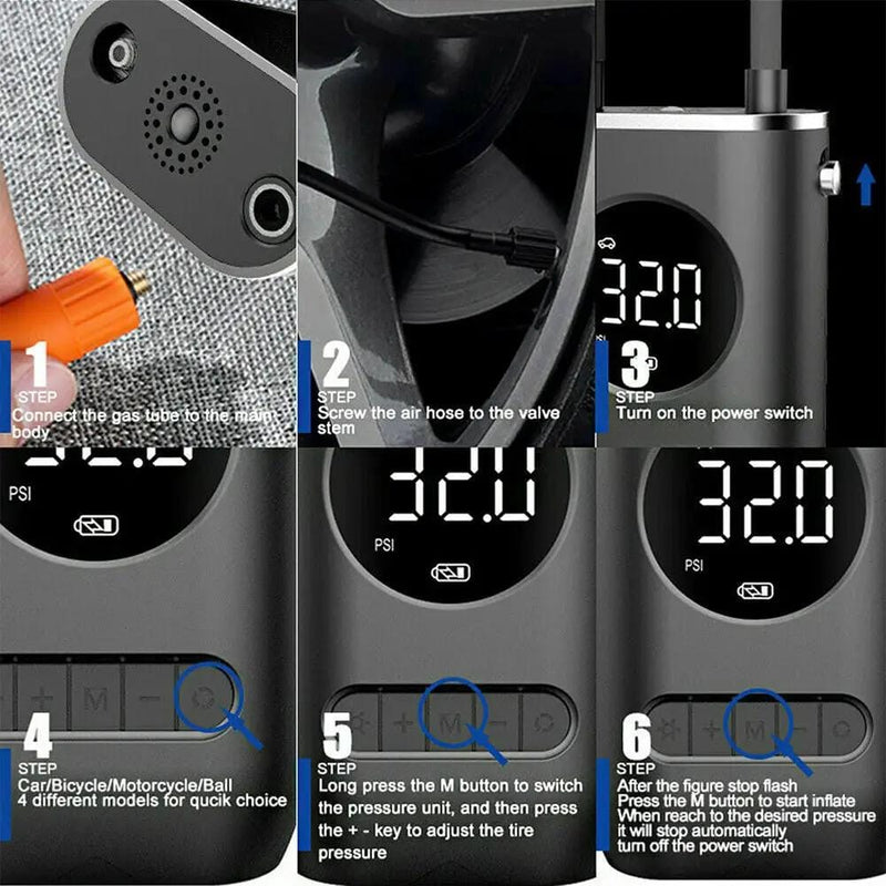 Portable Air Pump Compressor Tyre Inflator 150PSI – view 5