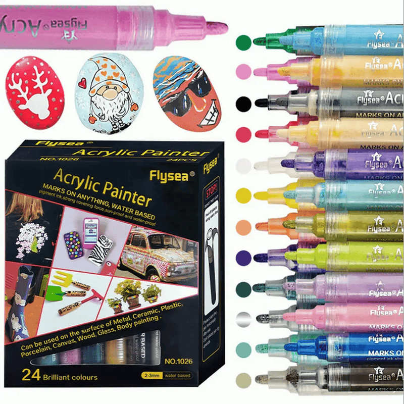 salelink.co.nz Unbranded 24PCS Acrylic Paint Pens Flysea 24Pcs Acrylic Paint Pens Set in 24 Colors