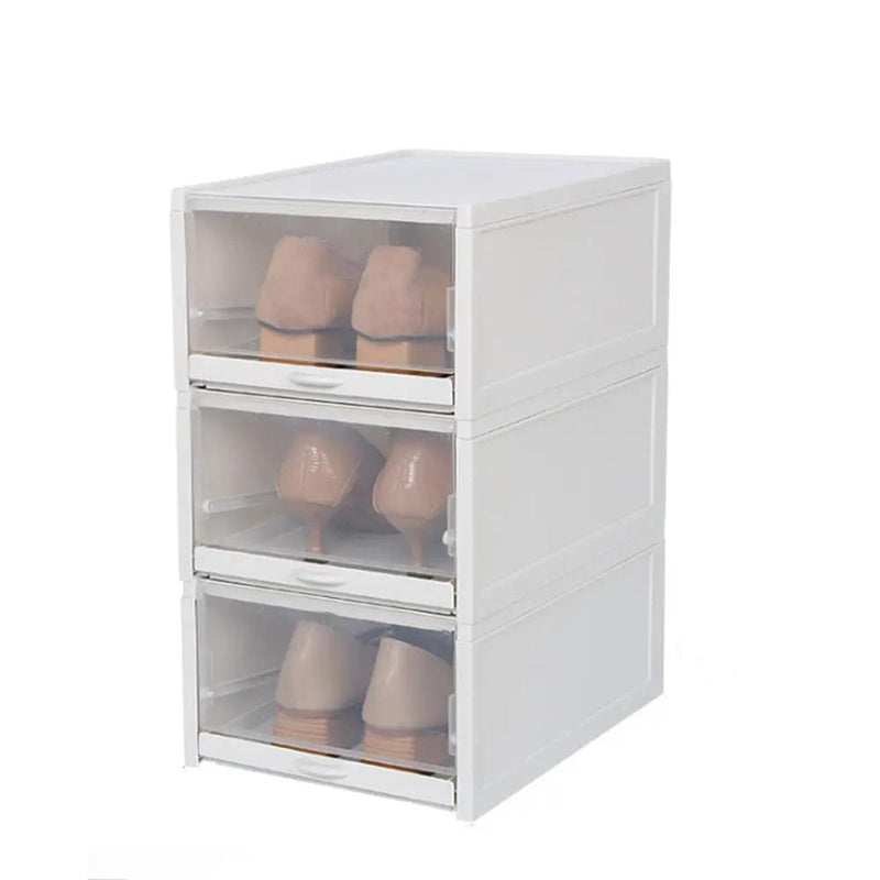 3X Push Pull Shoes Box Rack Foldable Organizer With Transparent Drawers – view 1