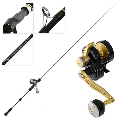 Catch Combo 150g Kensai Slow Pitch Jigging Rod With Left Hand JGX3000 Reel Spooled With Braid