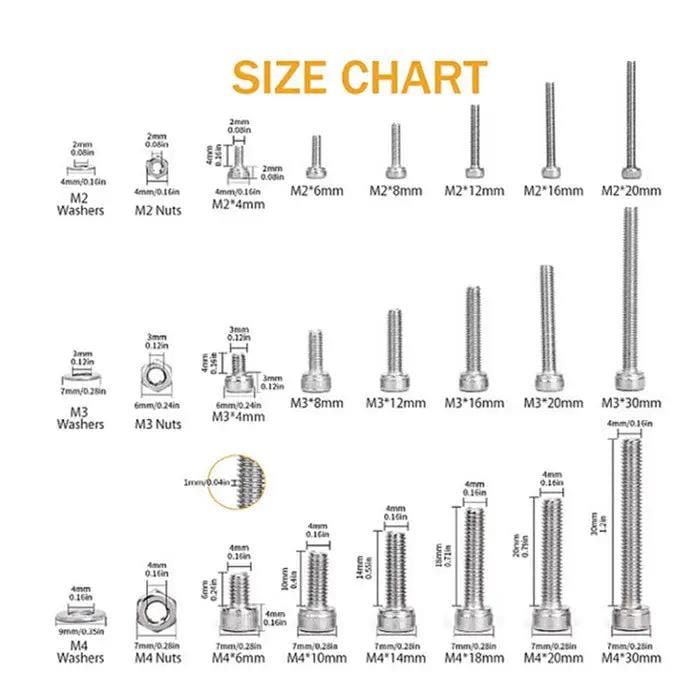1080Pcs M2 M3 M4 Hex Button Head Socket Screw Stainless Steel – view 2