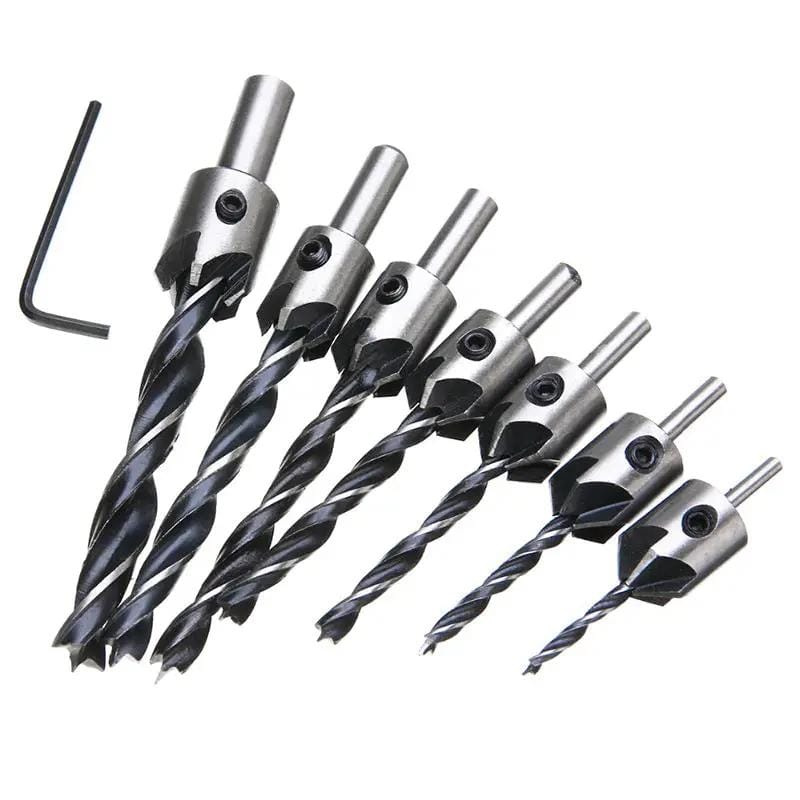 salelink.co.nz Unbranded 23pcs Woodworking Chamfer Drilling Tool Kit 23Pcs Woodworking Chamfer Drill Bit Set Kit