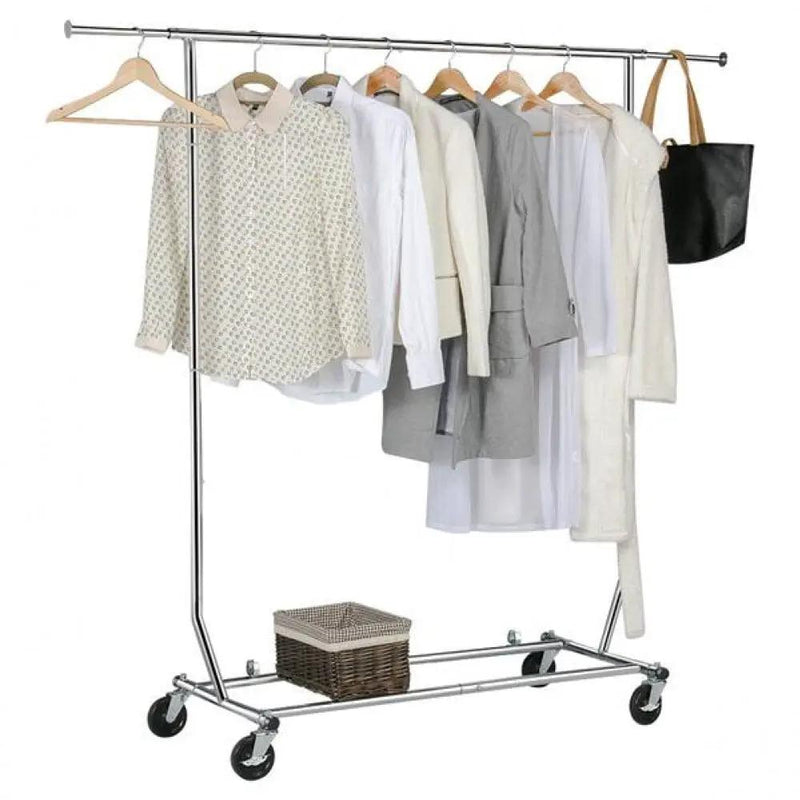 Free-Standing Standard Garment Rod Clothes Organizer Adjustable Foldable Clothes Rack – view 3