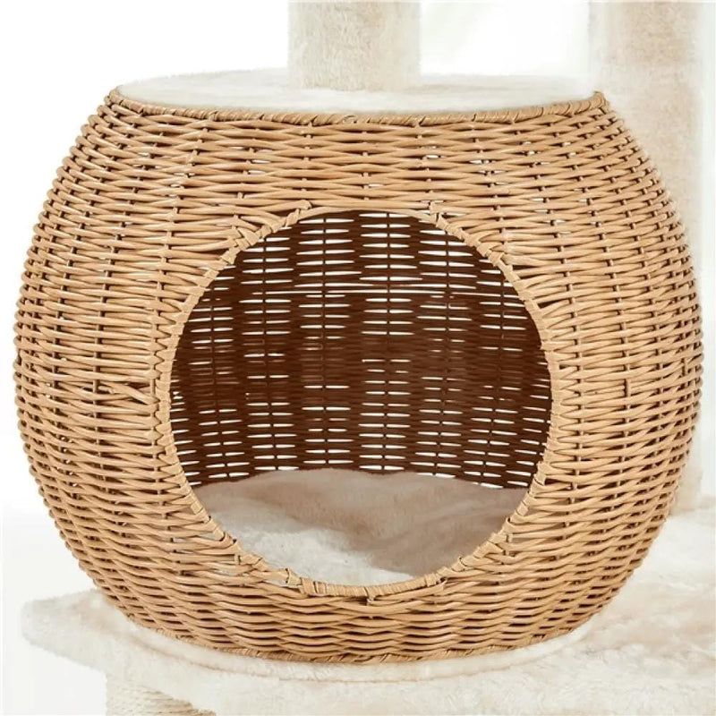 Yaheetech 54″ Tall Rattan Cat Tree Cat Tower 54″ Tall Rattan Cat Tree Cat Tower