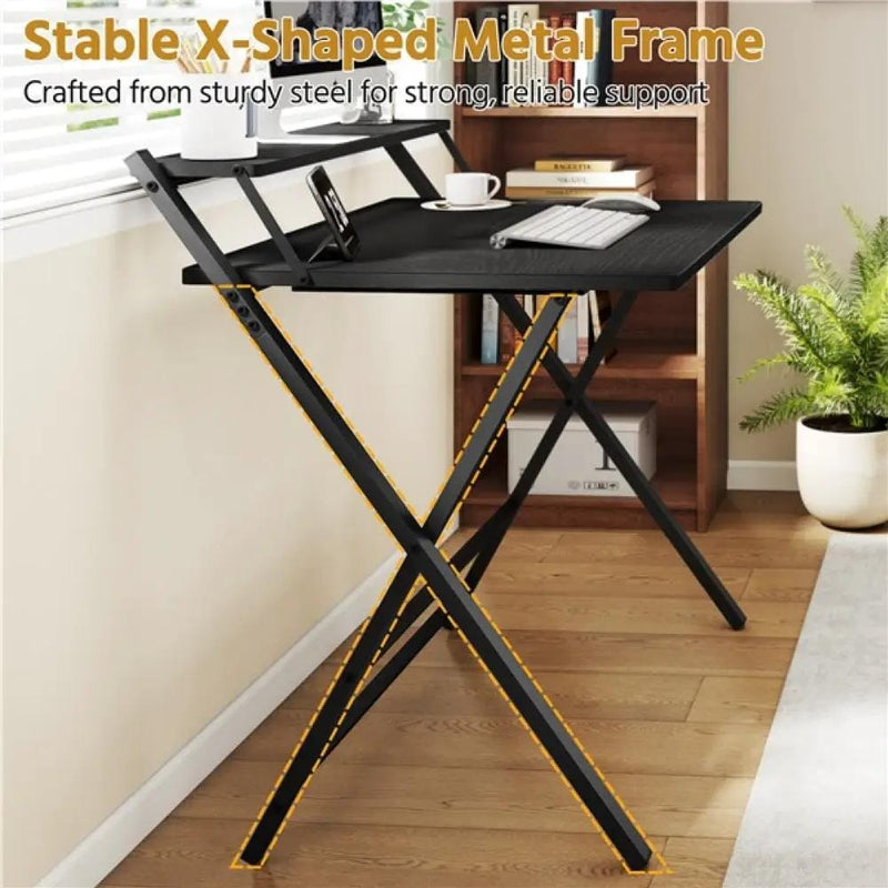 Yaheetech 2-Tier Foldable Computer Desk w/ Monitor Shelf 2-Tier Foldable Computer Desk w/ Monitor Shelf