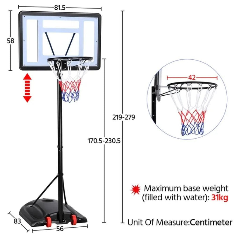 Yaheetech 7.2-9.2FT Height-Adjustable Basketball Hoop System 7.2-9.2FT Height-Adjustable Basketball Hoop System