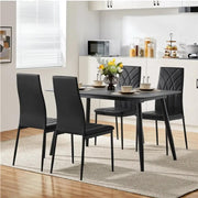 Set of 4 High Back Dining Chairs Upholstered Kitchen Chairs – view 9