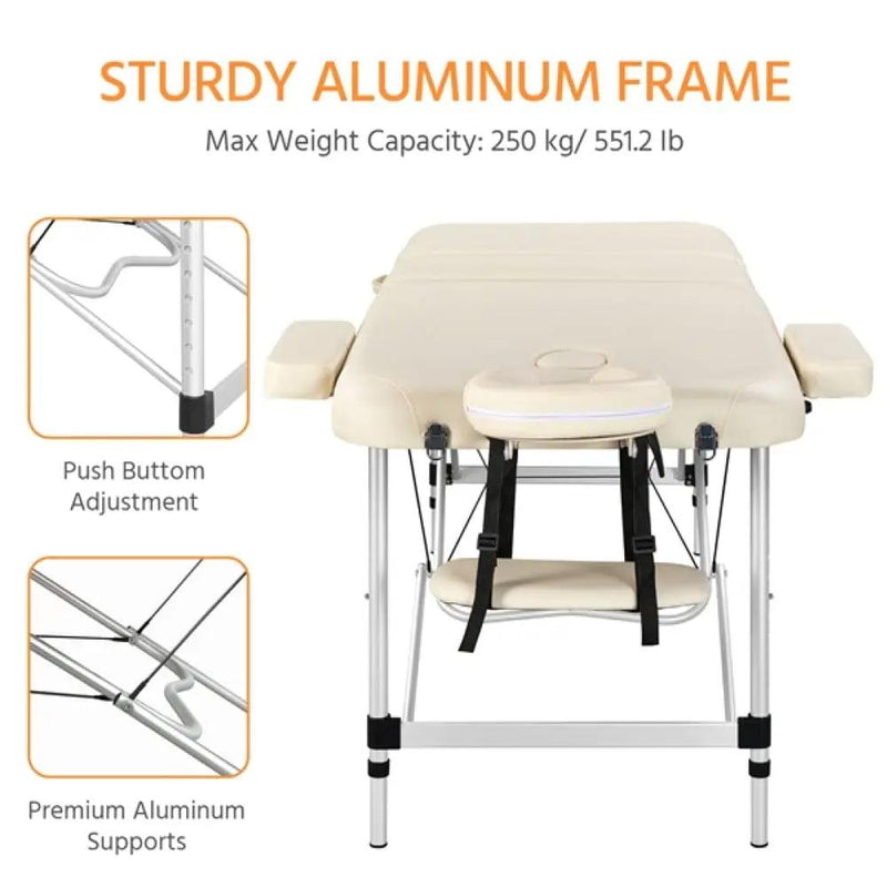 Adjustable 3 Fold Massage Bed Aluminum Alloy Massage Couch – view 9
