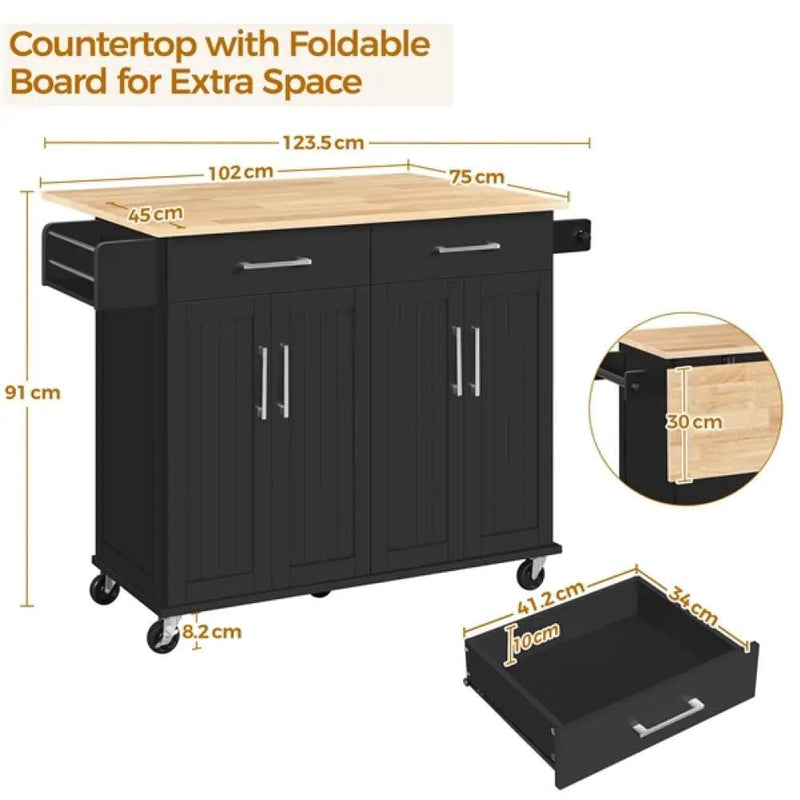 Yaheetech Kitchen Trolley Kitchen Island on Wheels Kitchen Cart Kitchen Trolley Kitchen Island on Wheels Kitchen Cart