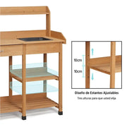 Potting Bench Table Removable Sink Firwood Drawer Open Multiple Shelves – view 9