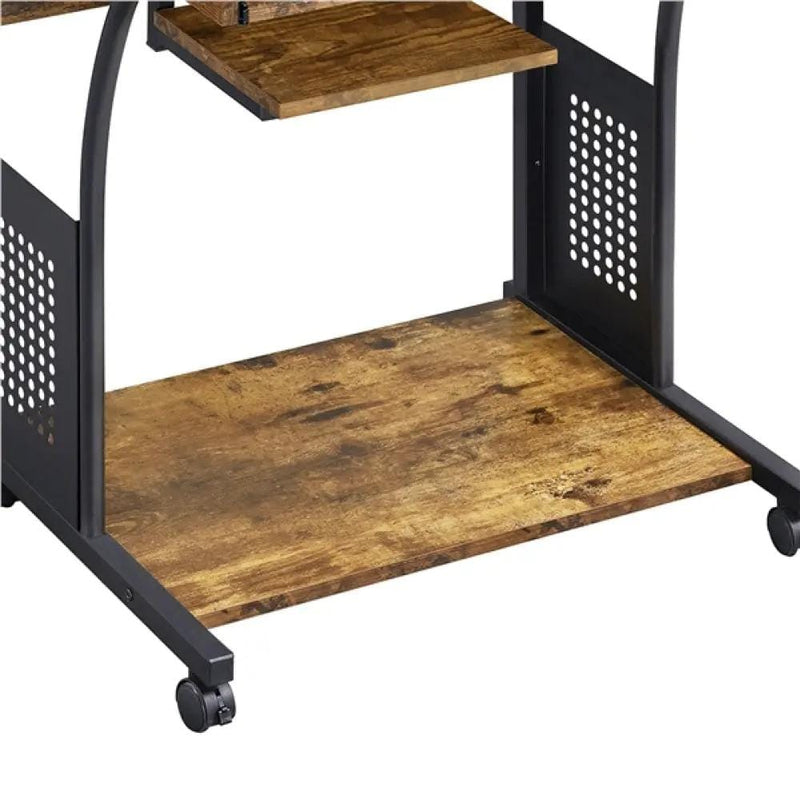 3-Tier Rolling Computer Desk Study Table with Printer Shelf – view 9