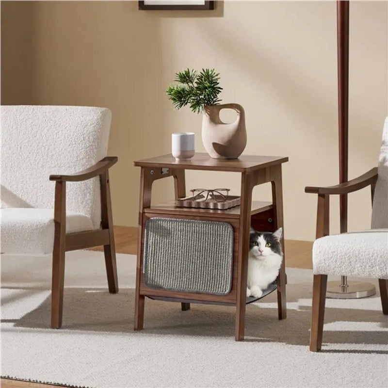 Yaheetech Side Table with Cat House & Scratching Board Side Table with Cat House & Scratching Board