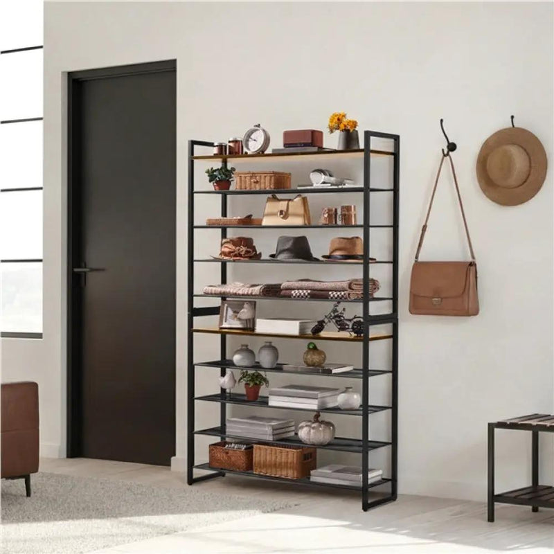 Yaheetech 10-Tier Iron Shoe Rack Organizer 10-Tier Iron Shoe Rack Organizer