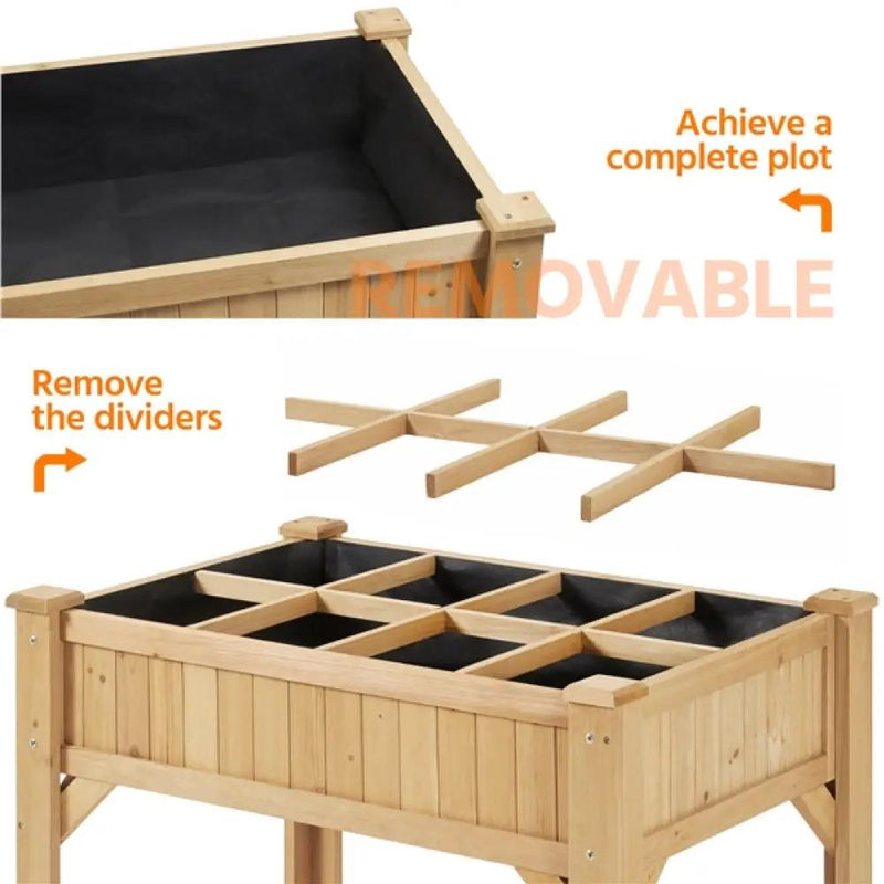 Yaheetech 8-Pocket Wood Elevated Garden Planter with Fabric Liner 8-Pocket Wood Elevated Garden Planter with Fabric Liner