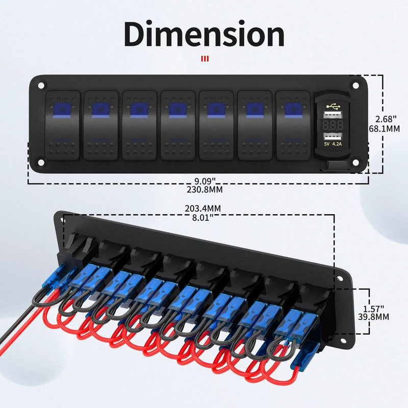 salelink.co.nz Unbranded 8 Gang Rocker Switch Panel 8 Gang Rocker Switch Panel | Action Outdoors NZ