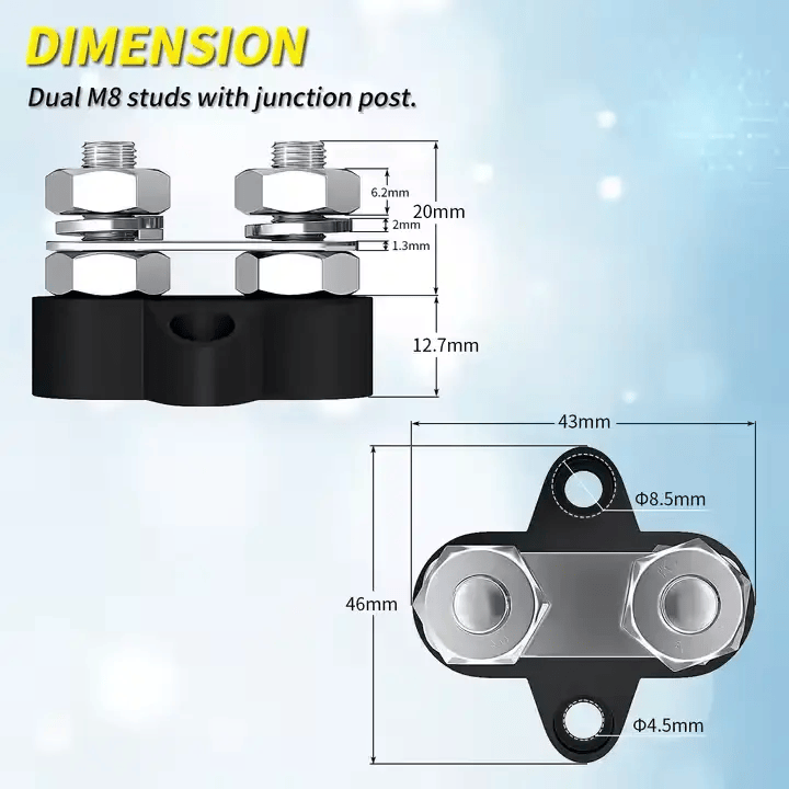 2PCS M8 Battery Junction Block Insulated Power and Ground Battery Junction – view 3
