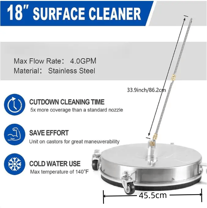 salelink.co.nz Unbranded 18" Pressure Washer Surface Cleaner 18 Inch Pressure Washer Surface Cleaner With Wheels