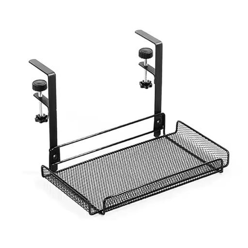 Under Desk Cable Management Tray No Drill, Metal Mesh Cable Tray with Clamp – view 1
