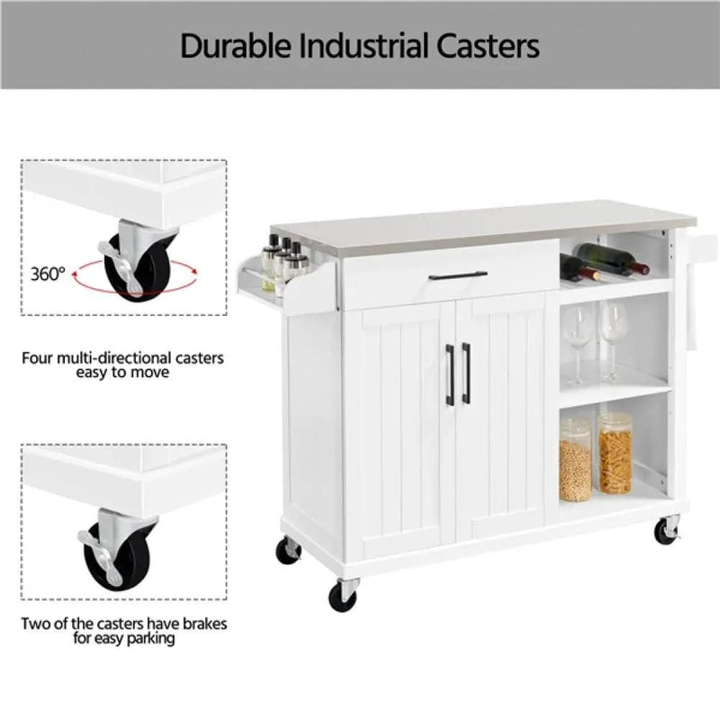 Kitchen Trolley Kitchen Island Cart with Stainless Steel Top & Storage – view 10