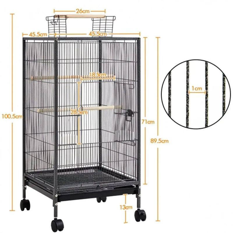 Yaheetech 40-Inch H Wrought Iron Bird Cage with Rolling Stand 40-Inch H Wrought Iron Bird Cage with Rolling Stand