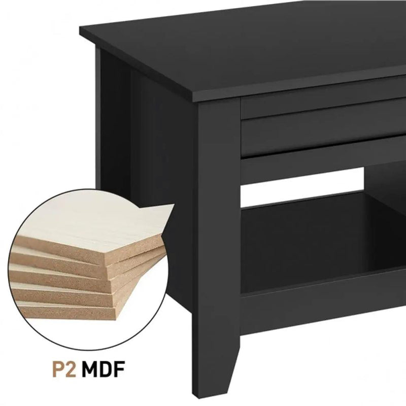 Shaker Design Lift Top Coffee Table w/Storage & 2 Open Shelves – view 10