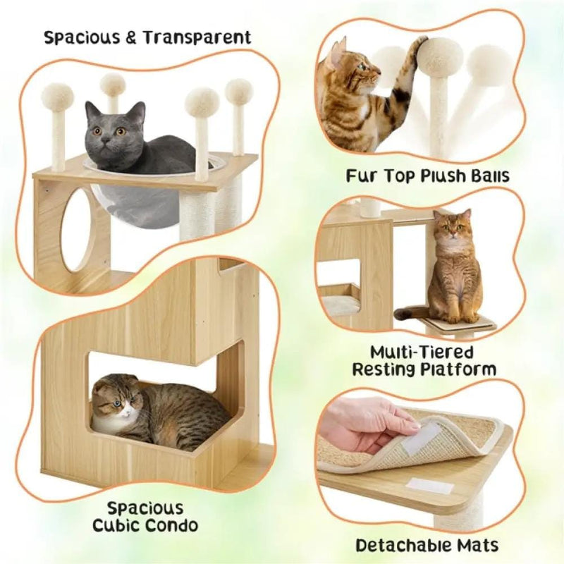 Yaheetech 53" Tall Wooden Cat Tree Tower 53" Tall Wooden Cat Tree Tower