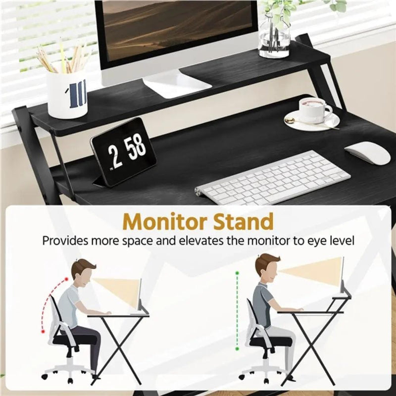 Yaheetech 2-Tier Foldable Computer Desk w/ Monitor Shelf 2-Tier Foldable Computer Desk w/ Monitor Shelf