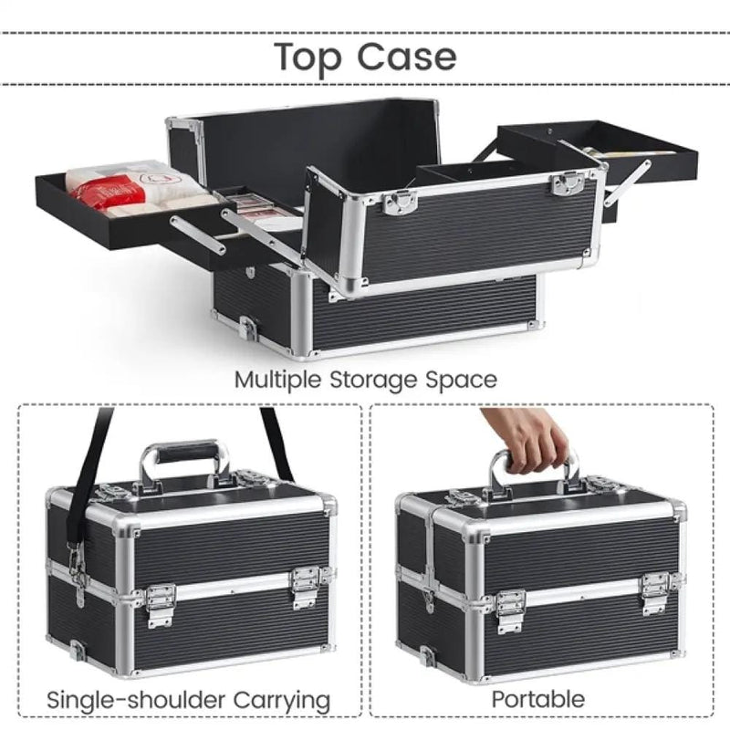 5-In-1 Professional Aluminum Rolling Cosmetic Makeup Train Cases Trolley – view 10