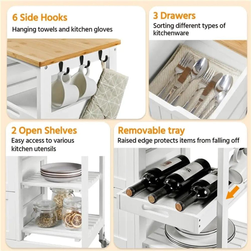 Yaheetech Kitchen Island with Wheels Kitchen Storage Serving Cart Kitchen Island with Wheels Kitchen Storage Serving Cart