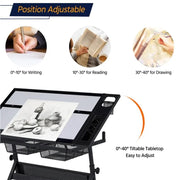 Height Adjustable Glass Drafting Table & Stool Set Art Table – view 10