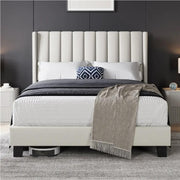 Yaheetech 135 cm W x 190 cm L Upholstered Bed Frame With Base & Wing Side 135 cm W x 190 cm L Upholstered Bed Frame With Base & Wing Side