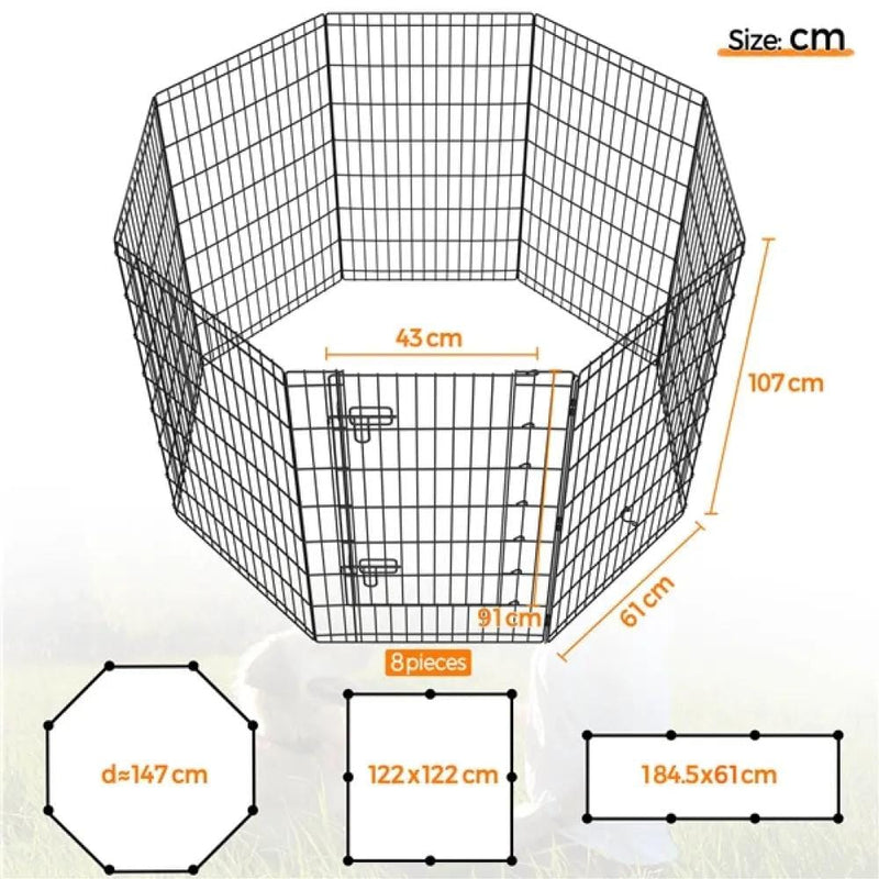 Yaheetech 8 Panel Foldable Metal Dog Exercise Pen 8 Panel Foldable Metal Dog Exercise Pen