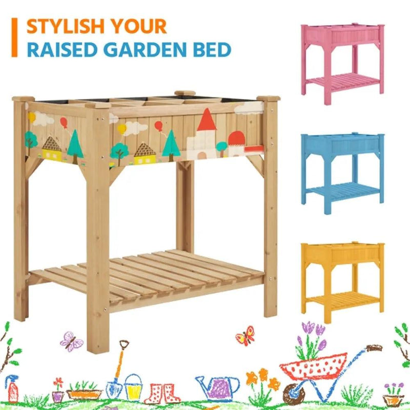 Yaheetech 8-Pocket Wood Elevated Garden Planter with Fabric Liner 8-Pocket Wood Elevated Garden Planter with Fabric Liner