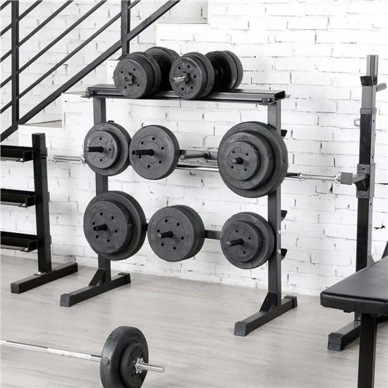 3 Tier Dumbbell Barbell Rack Weight Plate/Bar Storage Holder – view 10