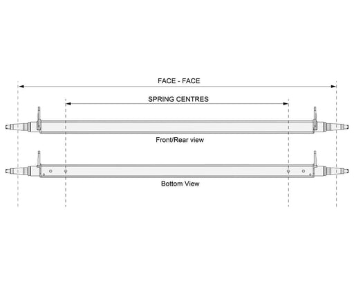 Trojan Straight Beam Axle Multi-Hub 2200kg Bare Metal for Trailers and Light Commercials – view 2