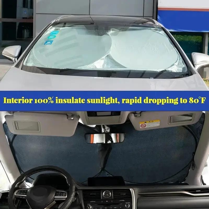 Large Silver Car Sunshade Foldable Double-Circle – view 1