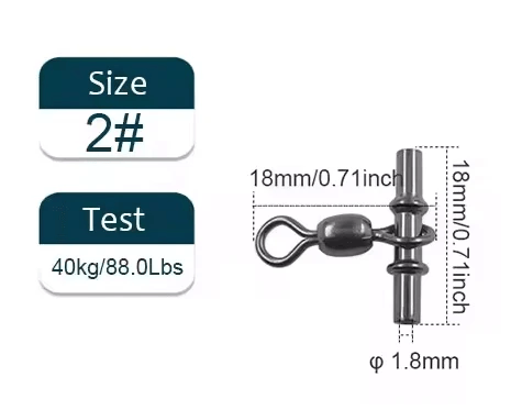 18mm 40kg Swivel Sleeves 3-way Fishing Swivels Crane 10 PK 1.8mm Line Size – view 2