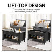 Shaker Design Lift Top Coffee Table w/Storage & 2 Open Shelves – view 11