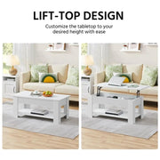 Space-saving Lift Top Coffee Table w/ Hidden Compartment & Open Shelf – view 11
