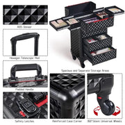Yaheetech Professional Rolling Makeup Train Case with Drawers Professional Rolling Makeup Train Case with Drawers