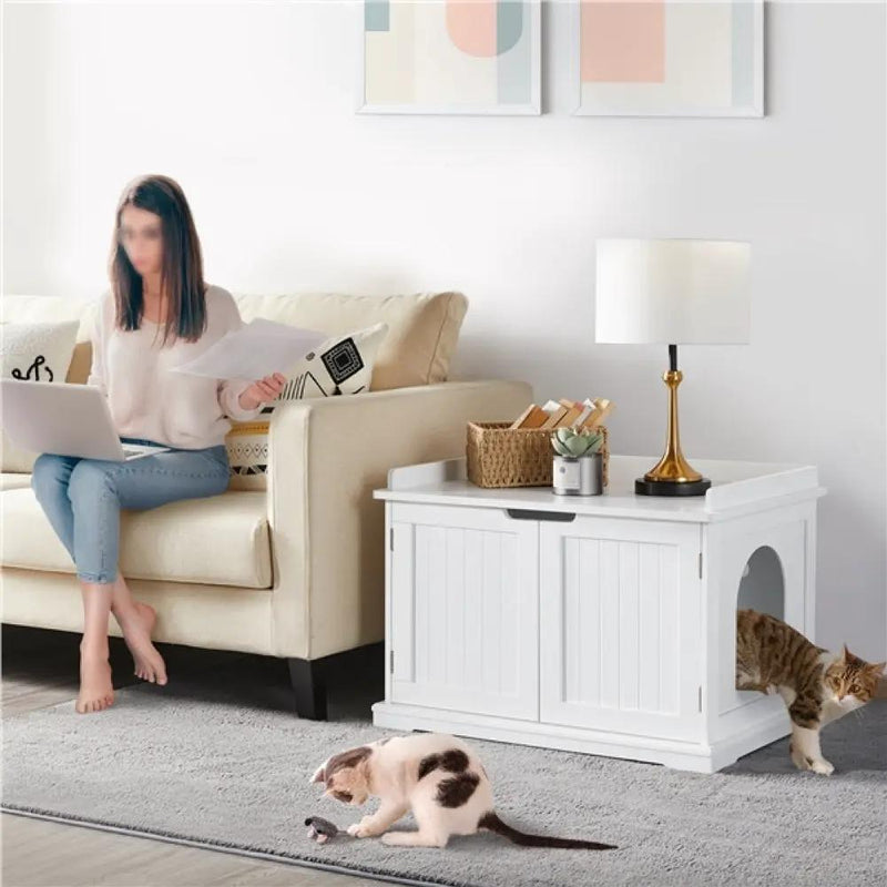 Yaheetech Pet Litter Box Wooden Storage Bench Pet Litter Box Wooden Storage Bench
