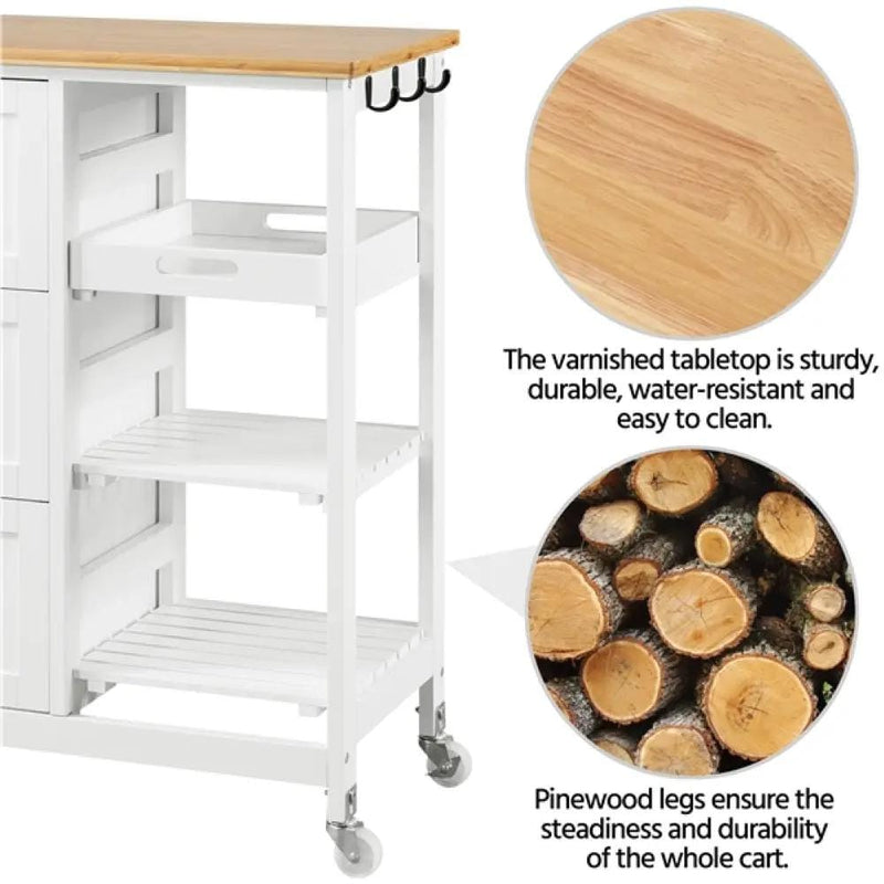 Yaheetech Kitchen Island with Wheels Kitchen Storage Serving Cart Kitchen Island with Wheels Kitchen Storage Serving Cart