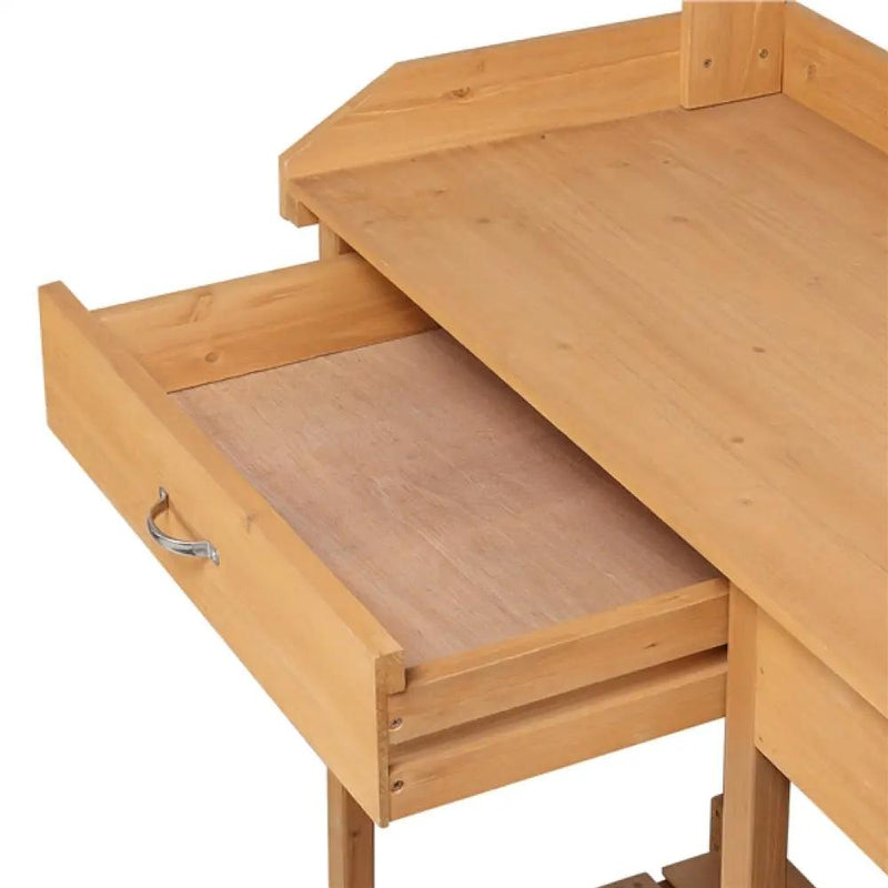 Potting Bench Table Removable Sink Firwood Drawer Open Multiple Shelves – view 11