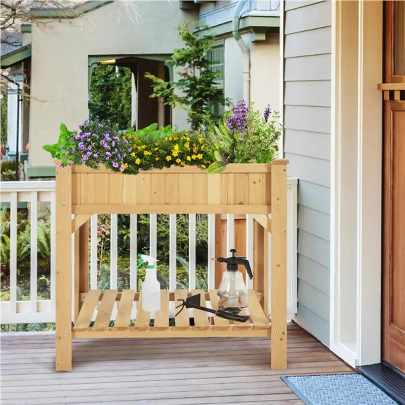 Yaheetech 8-Pocket Wood Elevated Garden Planter with Fabric Liner 8-Pocket Wood Elevated Garden Planter with Fabric Liner