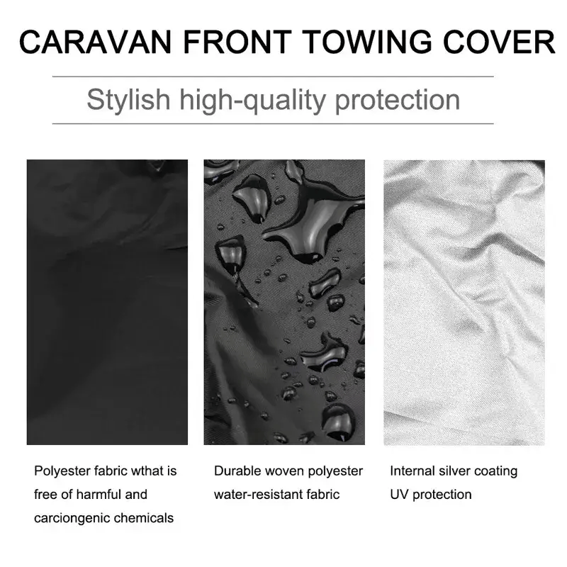 Caravan Front Towing Cover Tough 600D Protector LED Light Reflective Strips – view 4