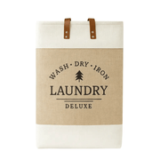 Frankly Cotton Deluxe Linen Look Laundry Hamper With Faux Leather Handles – view 1
