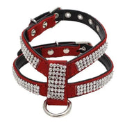 Red Rhinestone PU Leather Dog Collar Size S Adjustable – view 1